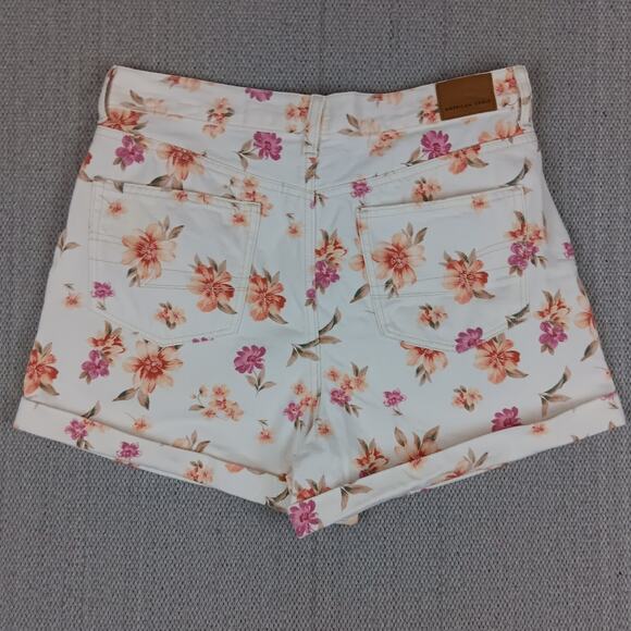 American Eagle Shorts Womens 10 White Floral Print Pleated Summer Cottagecore - Picture 6 of 14